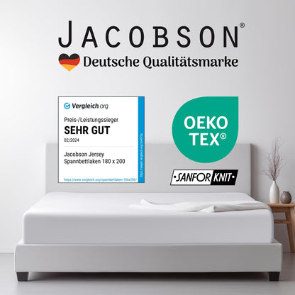 JACOBSON Jersey fitted sheet made of 100% cotton (90x200-100x200cm - anthracite)