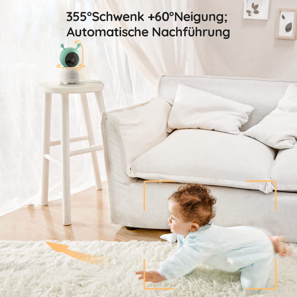 BOIFUN Babyphone mit 2 Kameras & App-Steuerung: 2K-HD, 4×Zoom, Geräuscherkennung