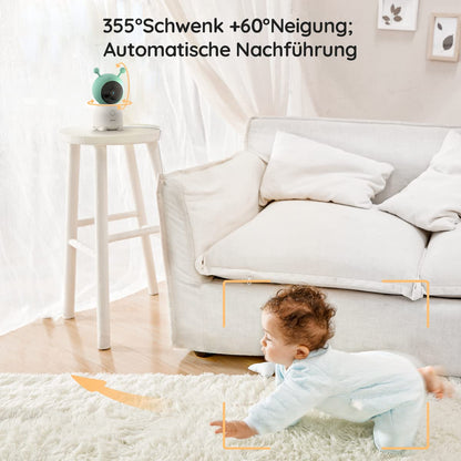 BOIFUN Babyphone mit 2 Kameras & App-Steuerung: 2K-HD, 4×Zoom, Geräuscherkennung