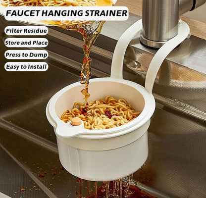 Mciluyaiio Neues Wasserhahn-Hängesieb, Kunststoff-Abtropfkorb für die Küchenspüle, Obstsieb zum Aufhängen am Wasserhahn, Ablage für Küchenutensilien, feines Netz