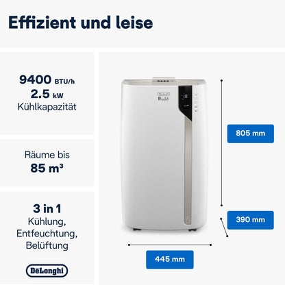 De'Longhi 'Pinguino PAC EX93' Klimagerät mit Abluftschlauch: Whisper Technology