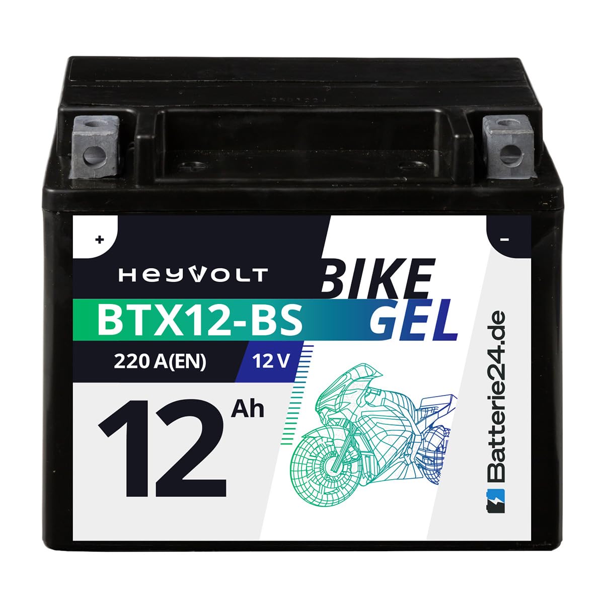 HeyVolt GEL motorcycle battery YTX12-BS: Maintenance-free, vibration-resistant and powerful starting