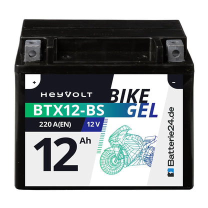 HeyVolt GEL motorcycle battery YTX12-BS: Maintenance-free, vibration-resistant and powerful starting