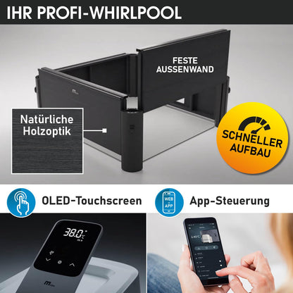 BRAST® Whirlpool MSpa Oslo Plus XXL mit Fester Außenwand & LED-Beleuchtung