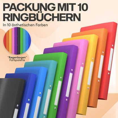 ACROPAQ Ringbücher in A4-Format mit Rückenetiketten (10 Stück): Schulmappen