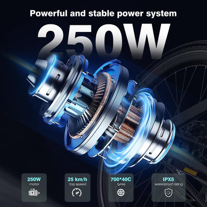 HITWAY E-Bike Cityrad 700C Pedelec: 250W, Samsung-Motor mit 345,6Wh Akku, APP