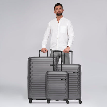 PACTASTIC hard-shell travel suitcase set (3 pieces) with expansion pleat &amp; TSA lock 