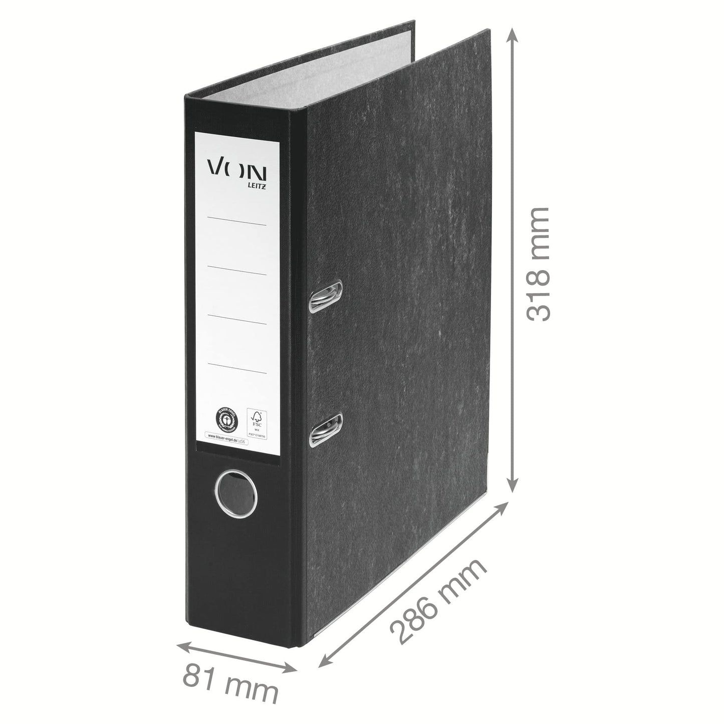 VON Leitz A4 lever arch files (10-pack): 100% recycled paper, FSC-certified for school, home