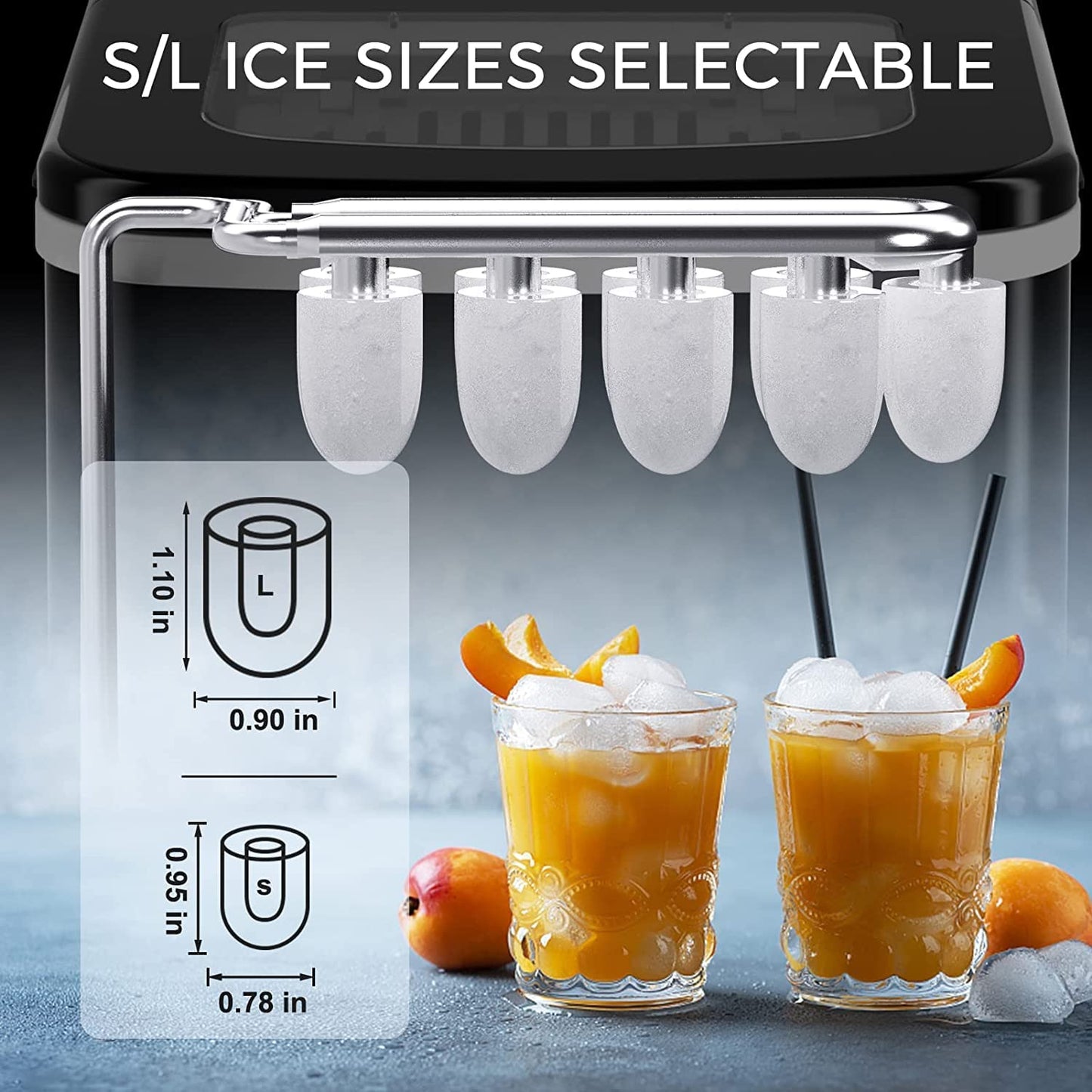 Eiswürfelmaschine - Ice Maker in NUR 6 Minuten mit Selbstreinigungsfunktion (15kg): Leise