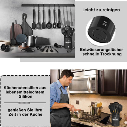43-piece silicone cooking utensil set: dishwasher safe (black)
