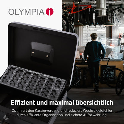 Olympia (6031 CB 770 Plus) Geldkassette: Abschließbar mit Schlüssel & Münzzählbrett inkl. Falschgeldprüfer