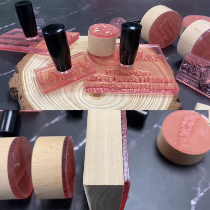 Personalisierter Gummistempel mit Holzgriff (Logo und Namen) für Privat & Unternehmen
