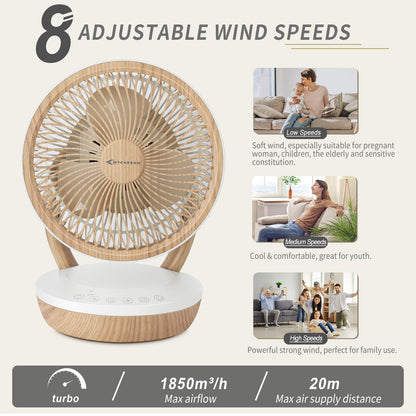 MYCARBON (FS05-DC) Leiser 3D-Raumventilator mit DC-Motor und intelligenter Steuerung