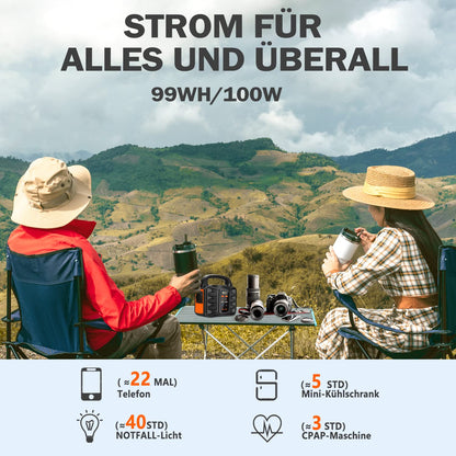 Outdoor Powerstation 'SBAOH' 99Wh, 150W: Solargenerator Akku für Reise & Camping