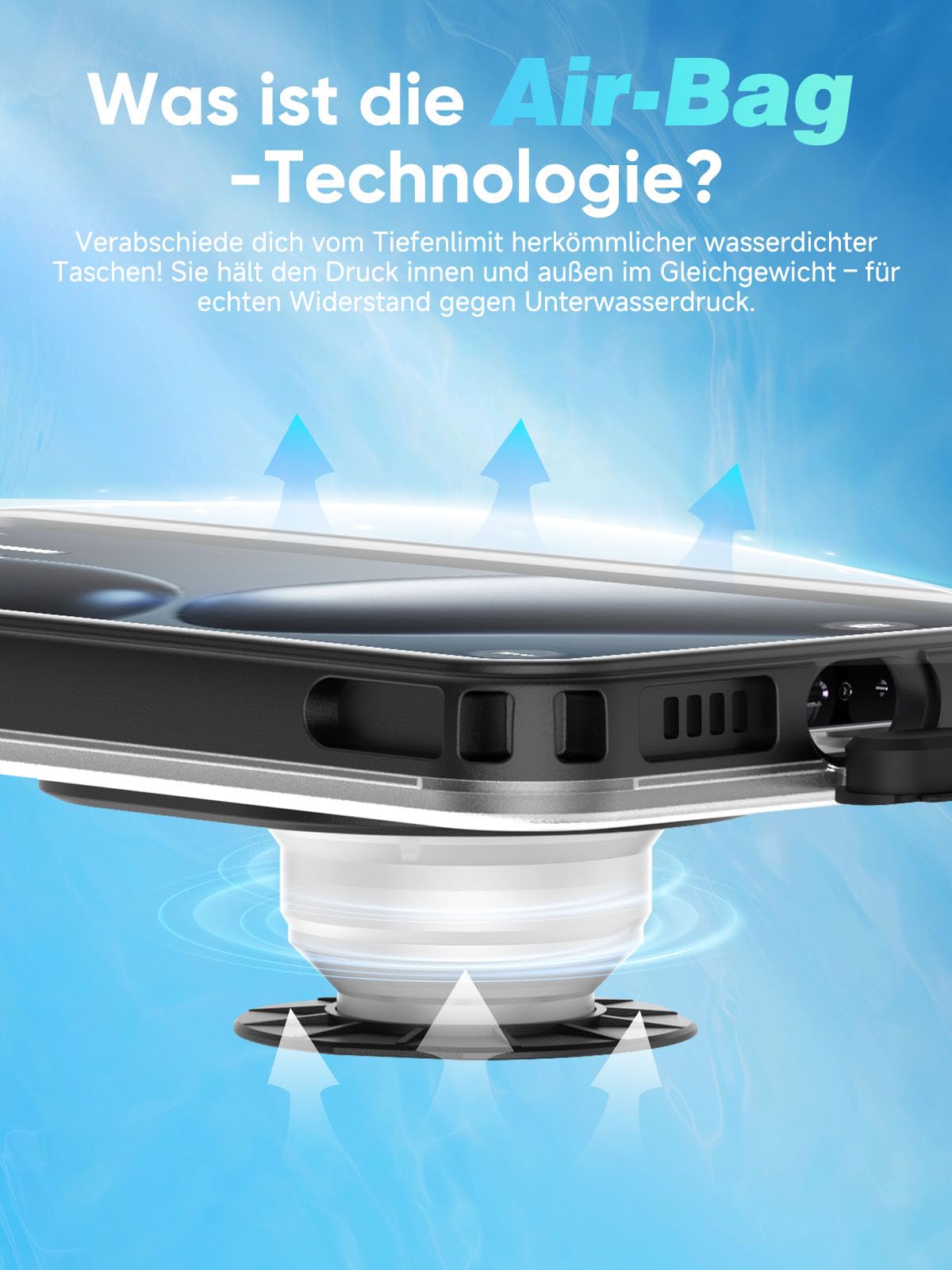 Universal Waterproof Underwater Smartphone Case 'Upgraded' IPX8 up to 6.9 inches