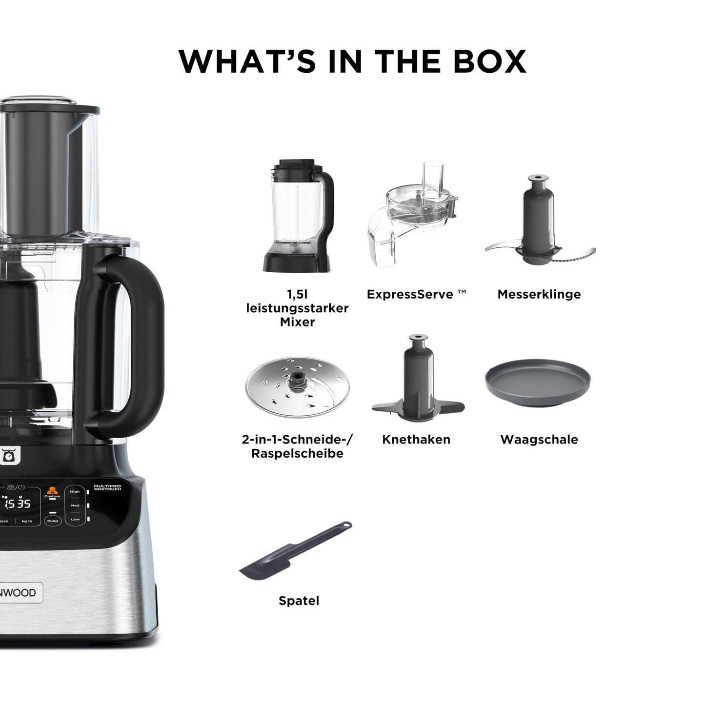Kenwood 2-in-1 Kompakt MultiPro OneTouch (FDM73.480SS): Integrierte Waage, 1000W (Silber)