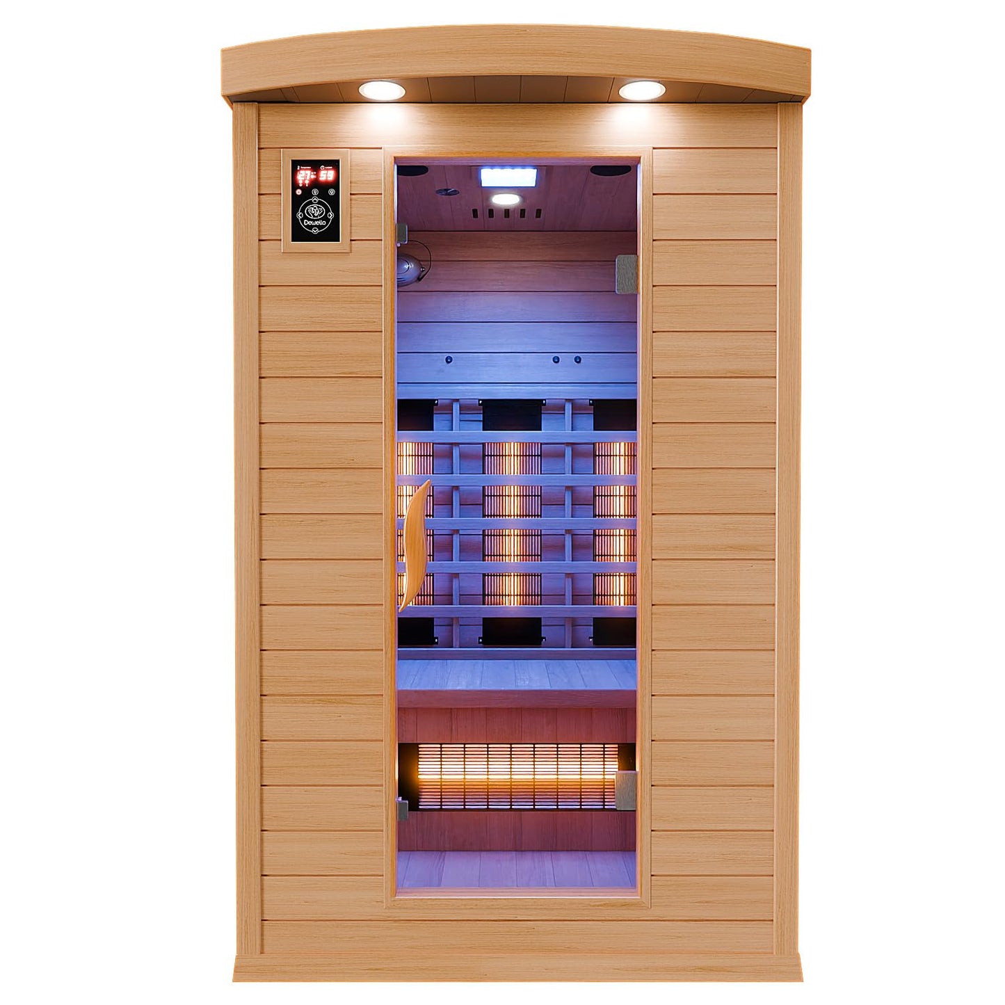 Dewello® Infrarotsauna 'Hyder' (115x105cm) für 1-2 Personen aus Hemlock-Holz, LED, Bluetooth