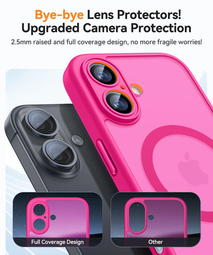 iPhone 16 Hülle mit Kameraschutz für Magsafe: Stoßfest, Leuchtend Rosa