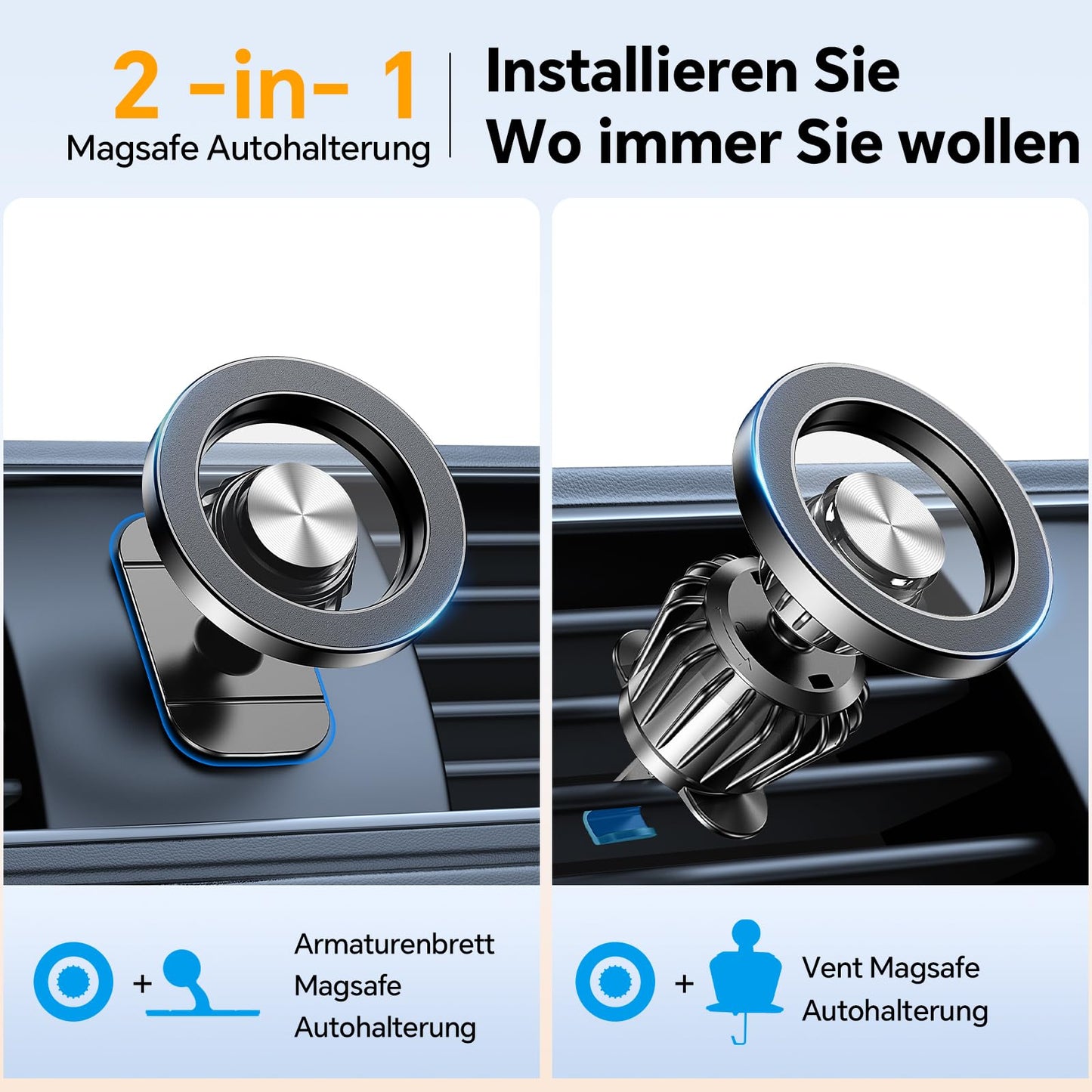 Magsafe Smartphone Autohalterung (20 Starke Magnet, 360° Drehbar)