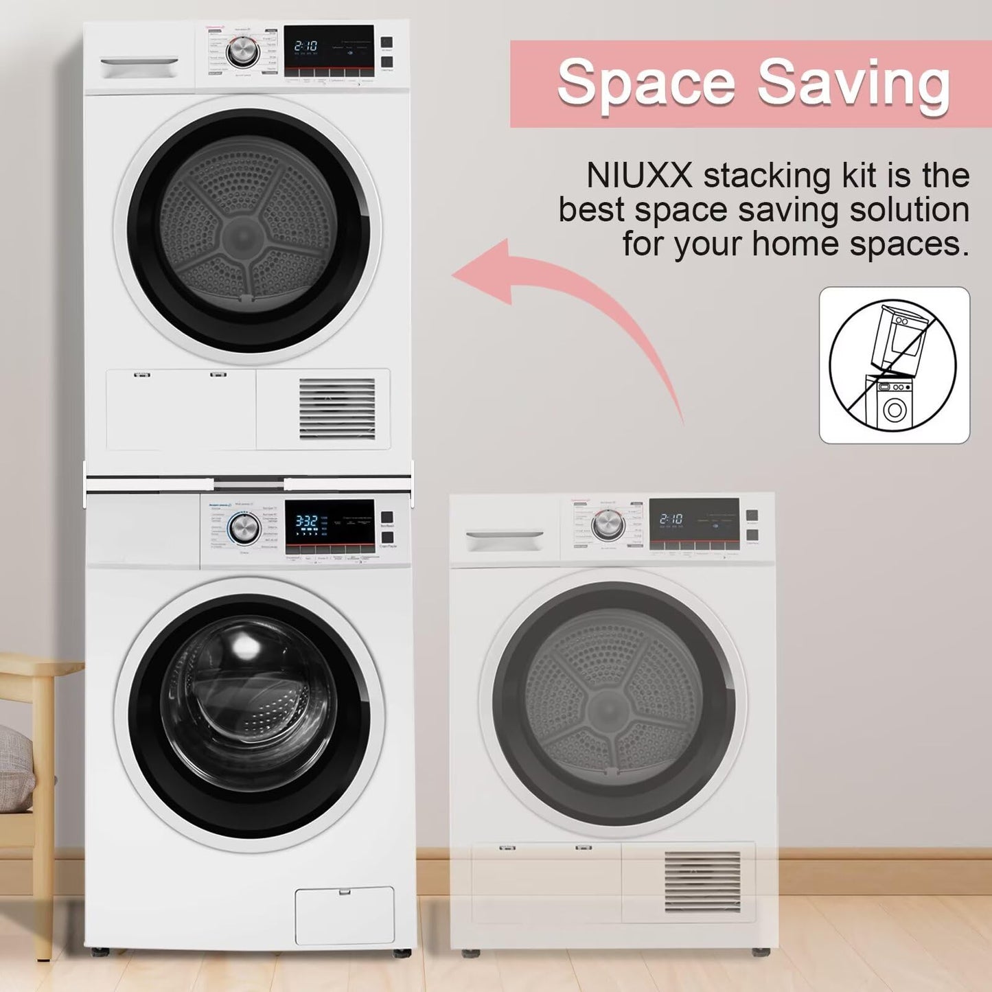 NIUXX Universal Stapelset für Waschmaschine und Trockner, Platzsparend