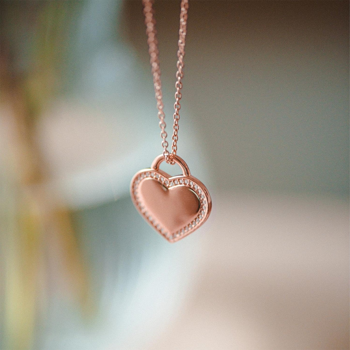 AMOONIC Amour heart necklace with engraving (rose gold-silver 925 high-quality gold-plated) including luxury case + necklace pendant