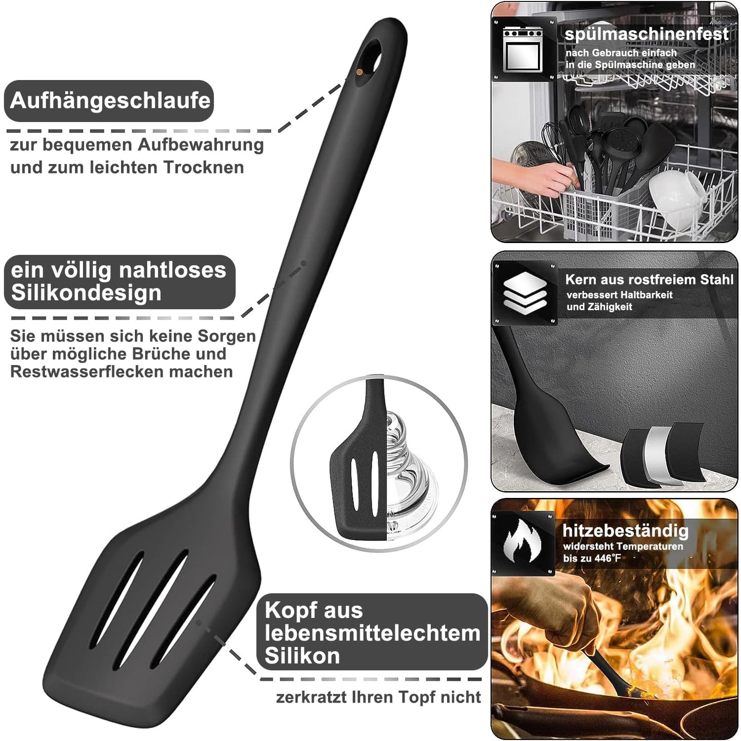 43-piece silicone cooking utensil set: dishwasher safe (black)