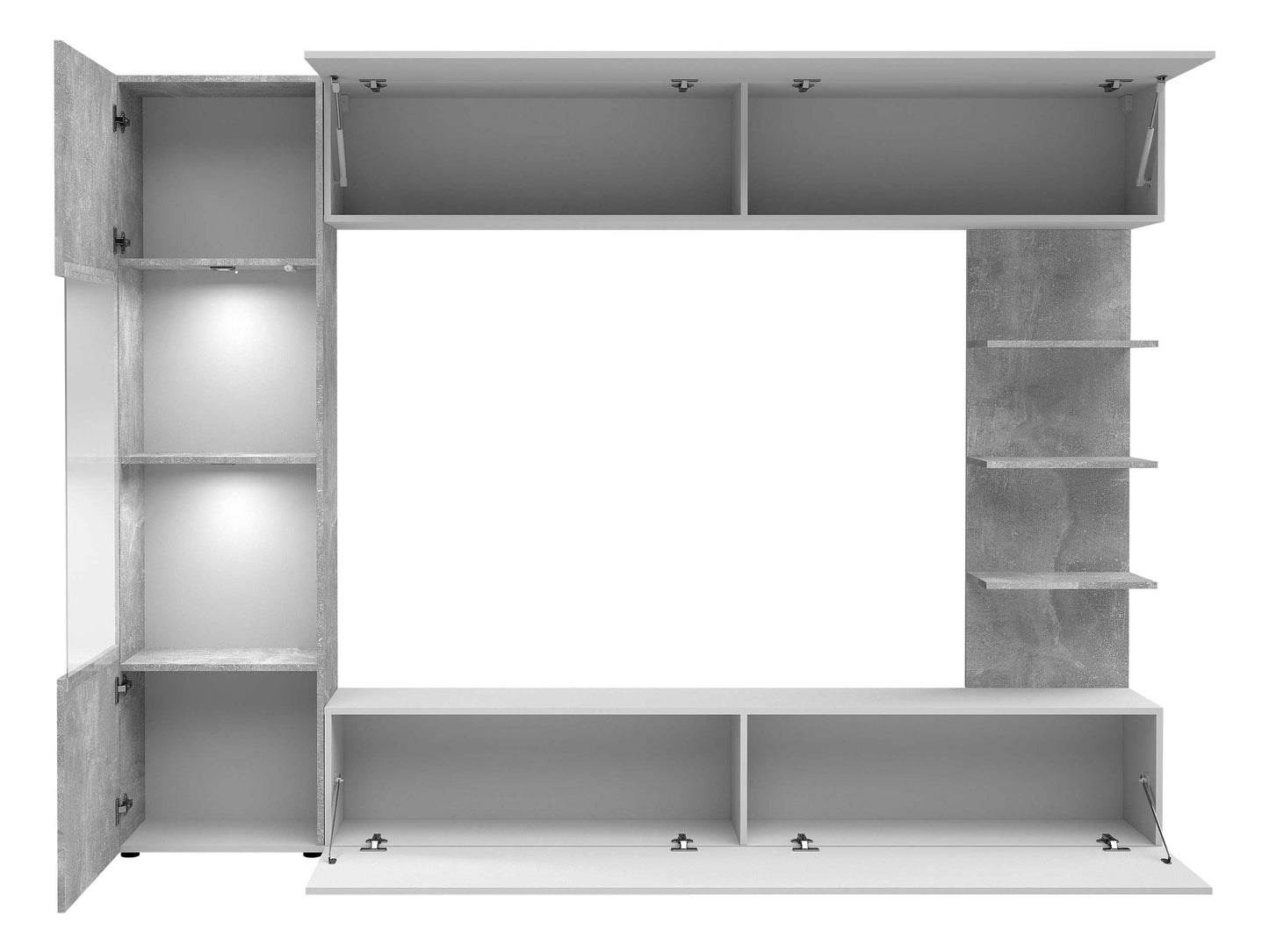 Wall unit 'Lazando' | Media wall, display cabinet, TV wall with white LED lighting