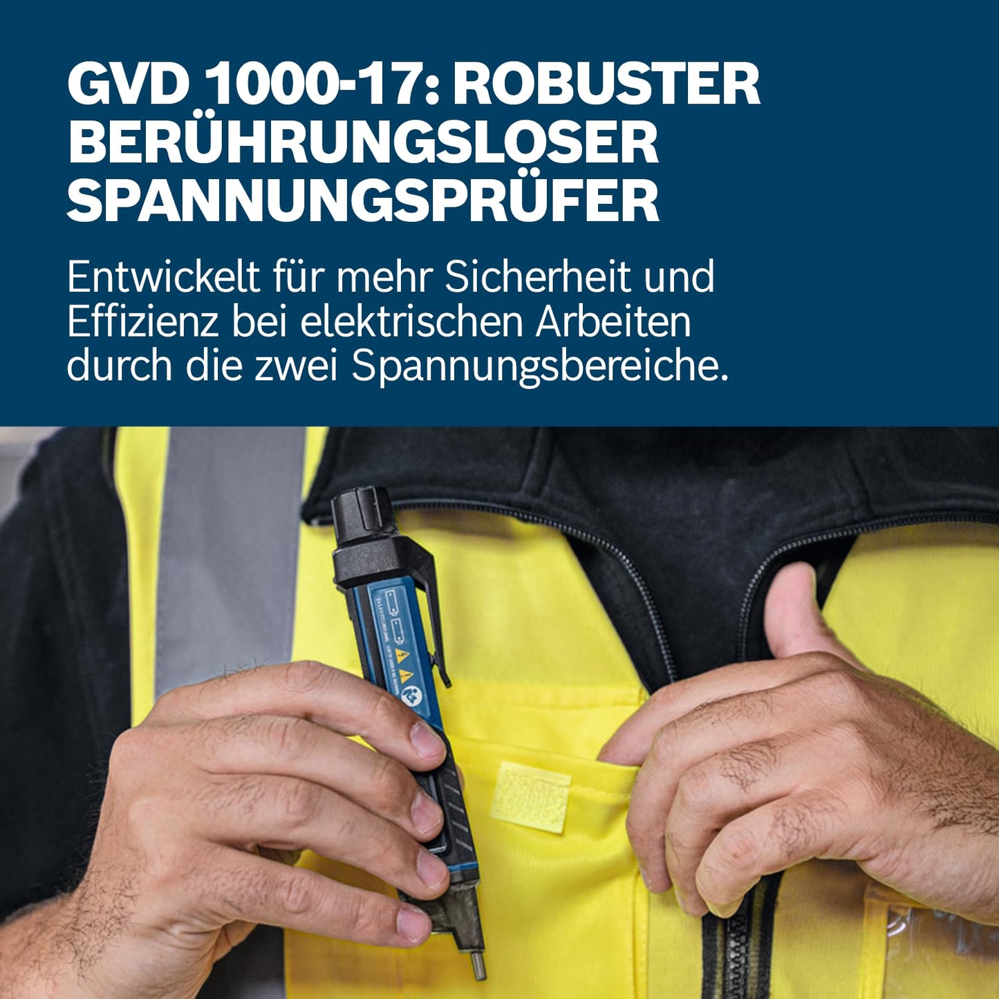 Bosch Elektromessgerät (GVD 1000-17) mit integrierte Taschenlampe & Gürtelclip