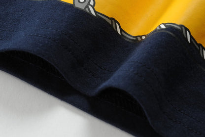 EULLA Kinder Jungen Schlafanzug (Langarm): Baumwolle Pyjama-Set 'Bagger' in Dunkelblau