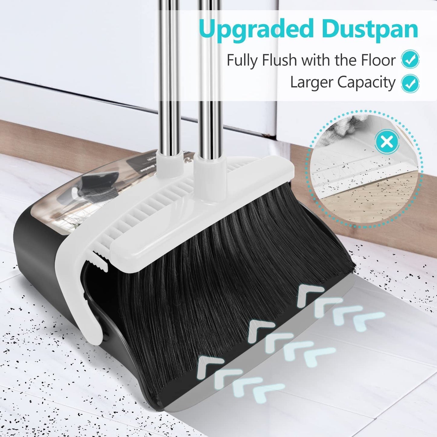 Broom and Dustpan Set | Combo with 137cm Long Handle for Kitchen, Household