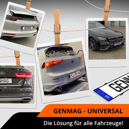 GENMAG® Kennzeichenhalter - Rahmenlos (Legal & Universal) für 2 Kennzeichen