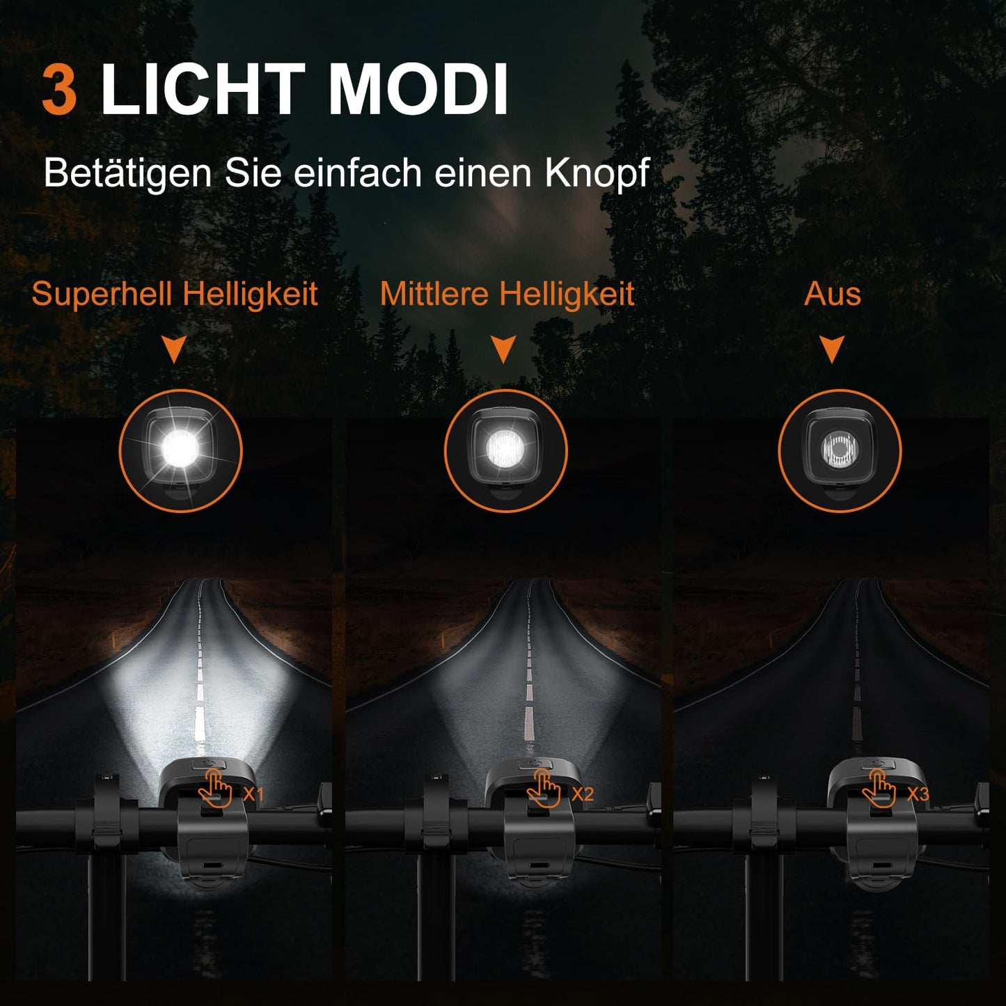 Antimi bicycle light set: LED IPX5 front and rear light, USB Type-C