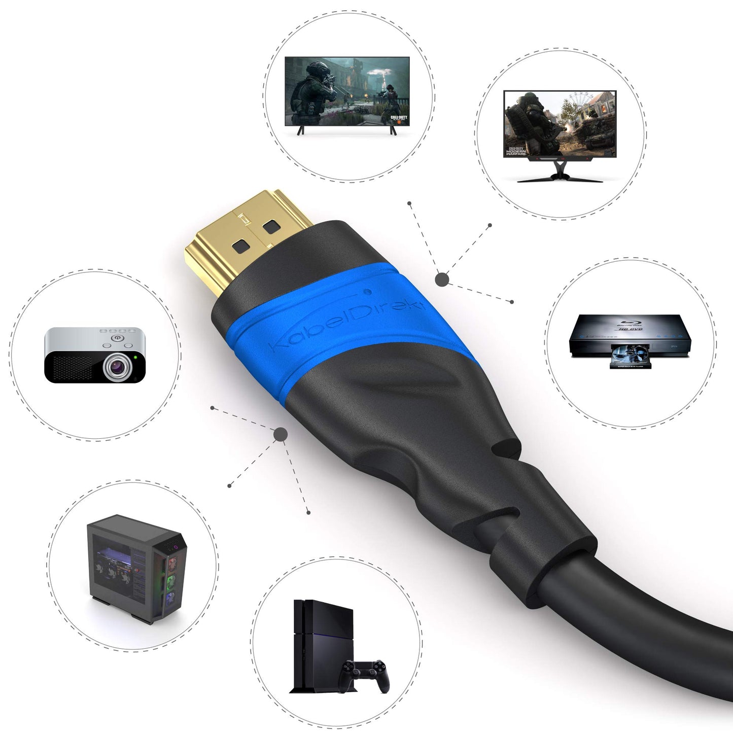 KabelDirekt 4K & 8K High Speed HDMI-Kabel mit Ethernet (1m): Entwickelt in Deutschland