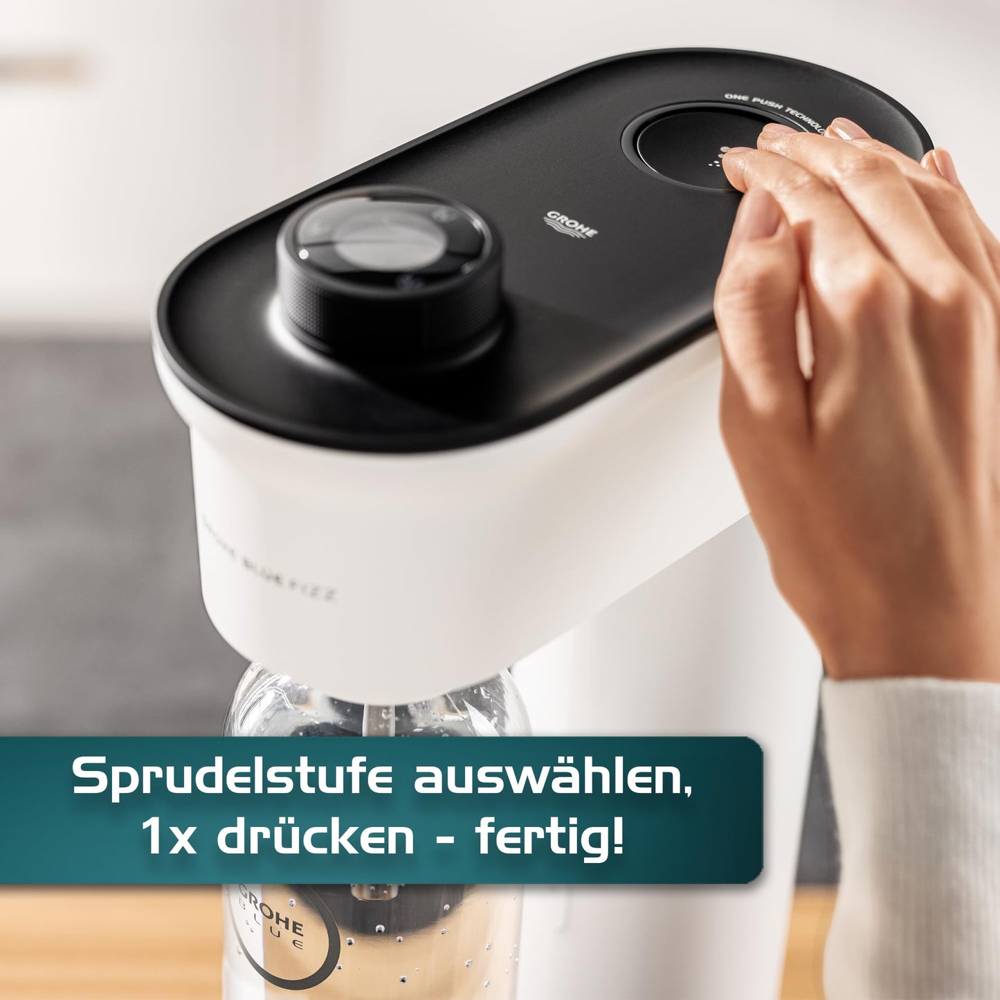 Grohe 'Blue Fizz Advanced' Wassersprudler Set mit CO2-Füllstandsanzeige und Reinigungspulver