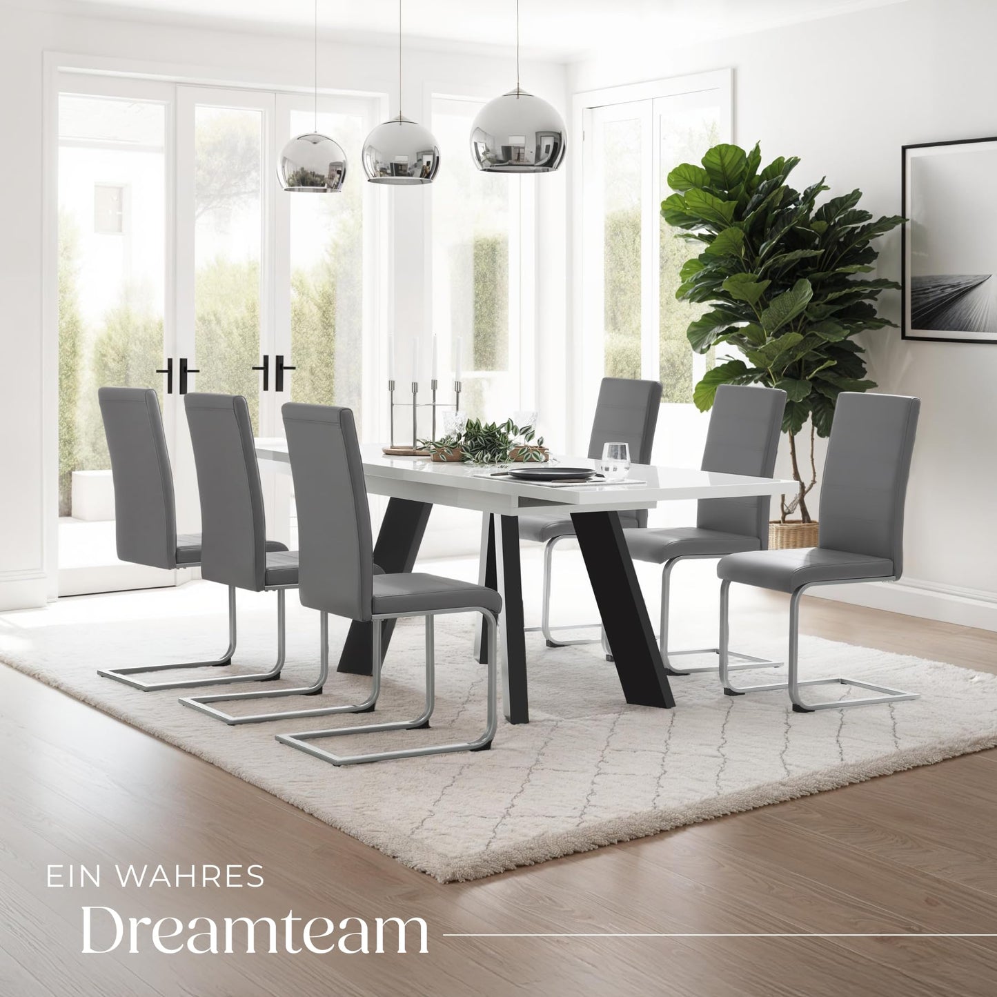 tectake® Set of 2 dining chairs | Modern, comfortable, and versatile (grey)