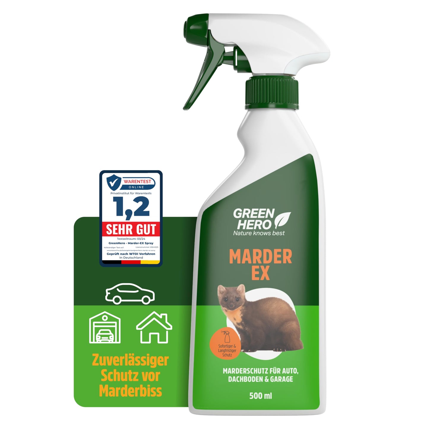 GREEN HERO Marder-EX (500ml): Marderabwehr, Marderschreck Auto-Spray