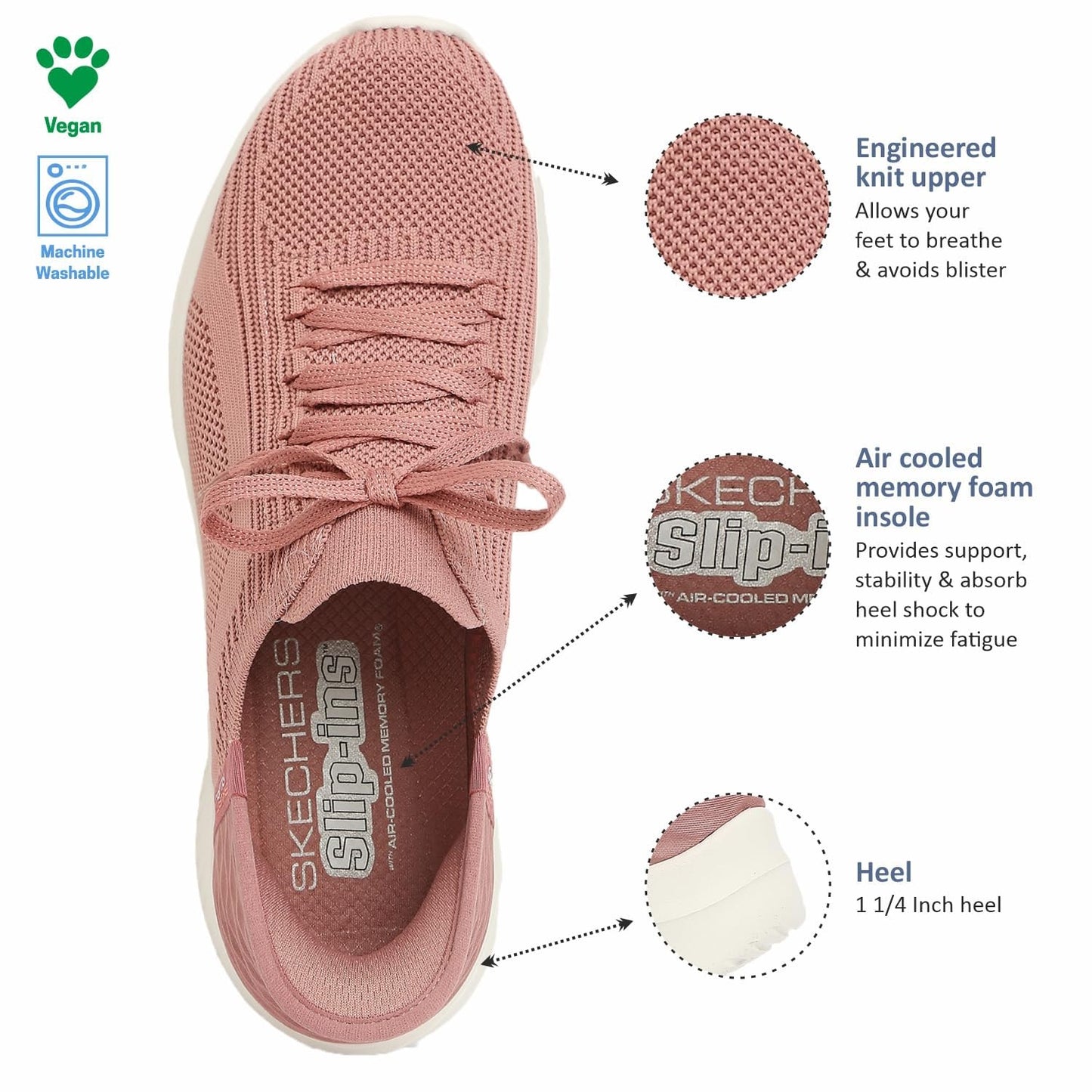 Skechers 'Ultra Flex 3.0 Brilliant Path' Damen Sneaker (Mauve Knit/Pink Trim)