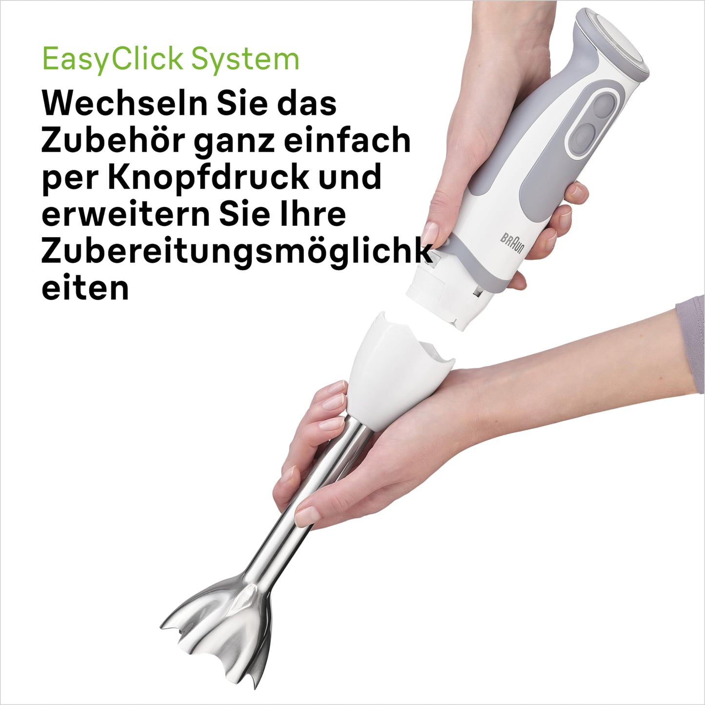 Braun Stabmixer (MQ 5235WH) mit Edelstahl Mixfuß: 1000 Watt, inkl. 3-teiligem Zubehör-Set