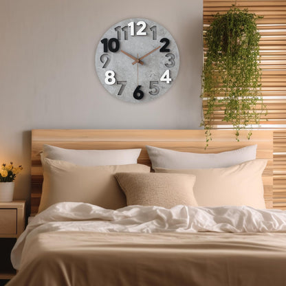 Stellarize Modern Holz 3D-Wanduhr (30cm) ohne Tickgeräusche für Wohnzimmer, Küche, Büro