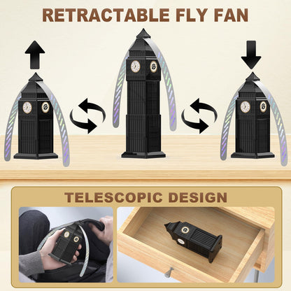 Fliegenwedler, 4 Stück Fliegenvertreiber Fliegenabwehr Ventilator, Fliegenventilator Faltbar und Aufhängbar Insektenschutz Insektenschutzventilator mit holografischen Flügeln