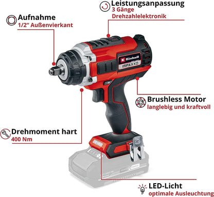 Einhell Profi Akku-Schlagschrauber IMPAXXO 18/450 Power X-Change inkl. Nuss-Set (18V, 450Nm)