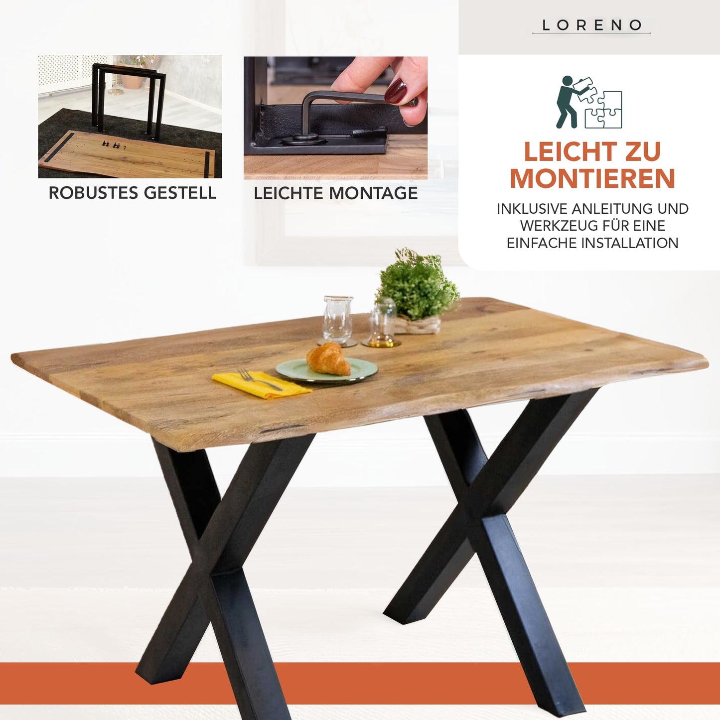 Loreno Handcrafted Mango Wood Dining Table | Solid Wood Table with Tree Edge