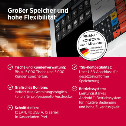 Olympia TS10 Touchscreen Kassensystem für Gastronomie & Einzelhandel: Scanner, Kundenanzeige