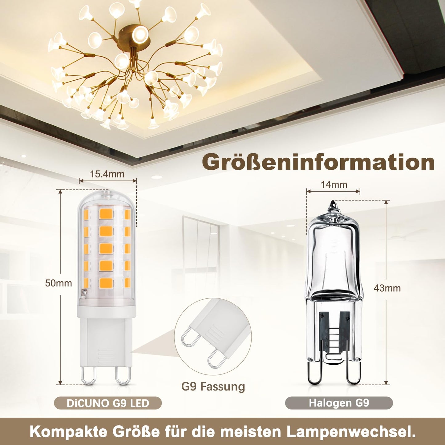 DiCUNO G9 LED-Leuchtmittel 3W (Warmweiß 2700K): Nicht Dimmbar - 6er Pack