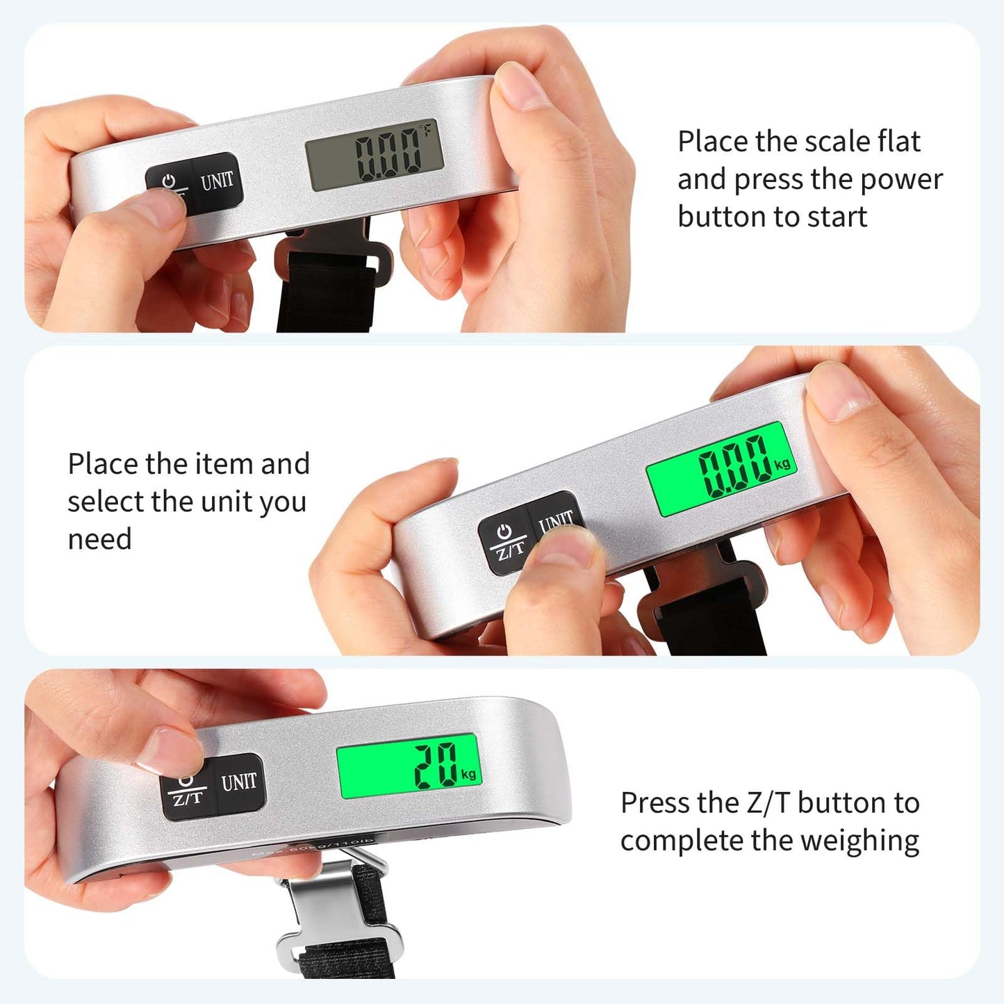Digitale Koffer - Gepäck - Hängewaage mit Temperatursensor & Tara-Funktion: bis 50kg