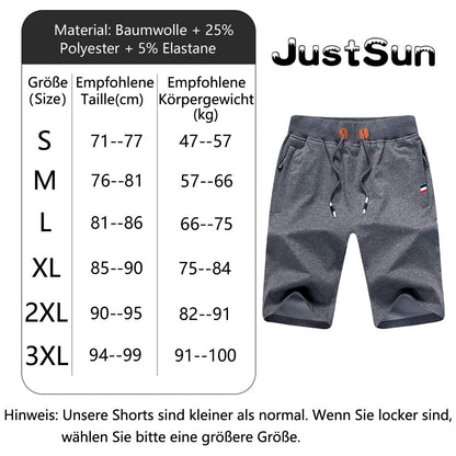 JustSun Herren Sport Kurze Hose für Sommer: Baumwolle, Elastische Taille
