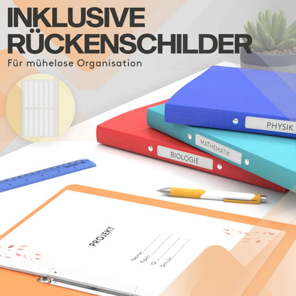 ACROPAQ Ringbücher in A4-Format mit Rückenetiketten (10 Stück): Schulmappen