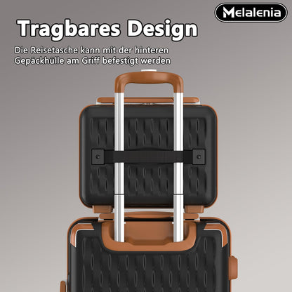 MELALENIA hard-shell travel suitcase set (7 pieces): Super-light, TSA lock | Black