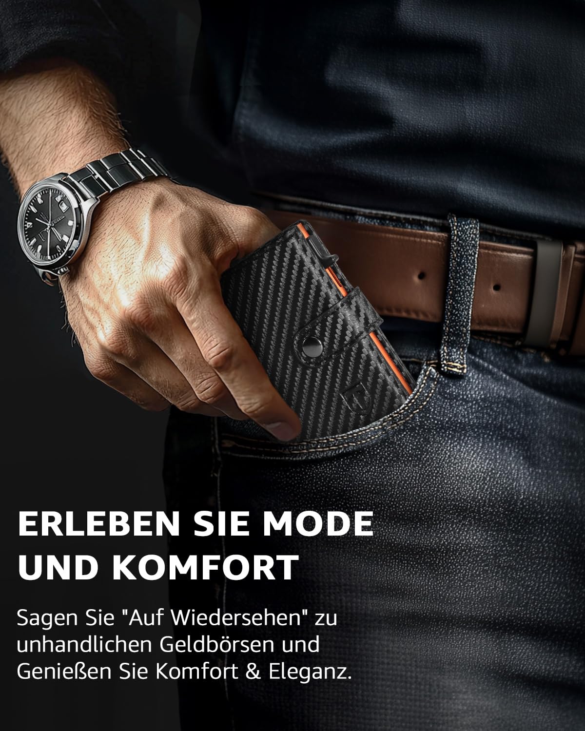 Slim Wallet-Geldbörse für Herren mit Münzfach & RFID Schutz: Kreditkartenetui