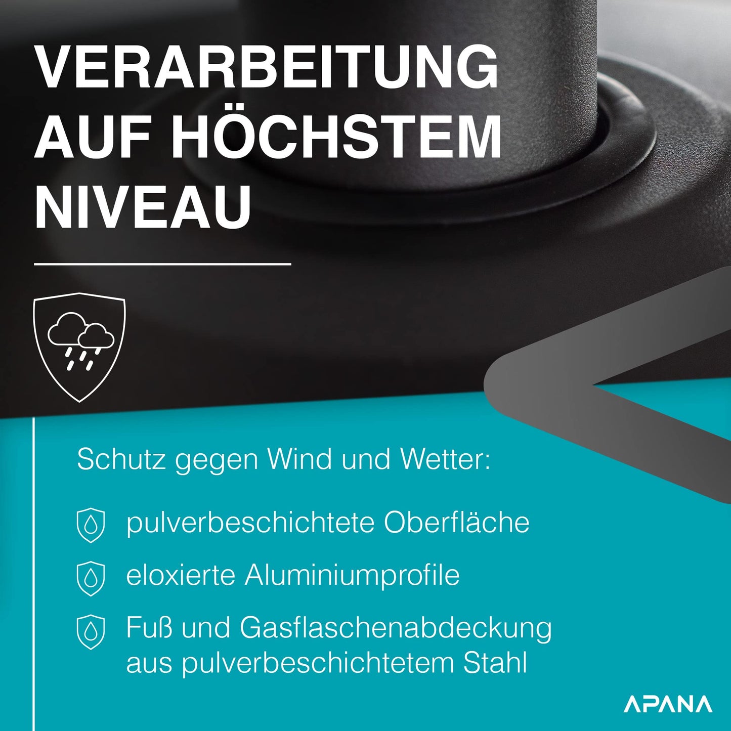 APANA 'Bellamente ONE' Gasheizstrahler (14kW) für Garten mit Transportrollen & Abschaltautomatik